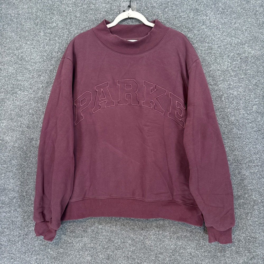 Parke Sweatshirt Women Large/Extra Large Maroon Purple Mock Neck Pullover Fall
